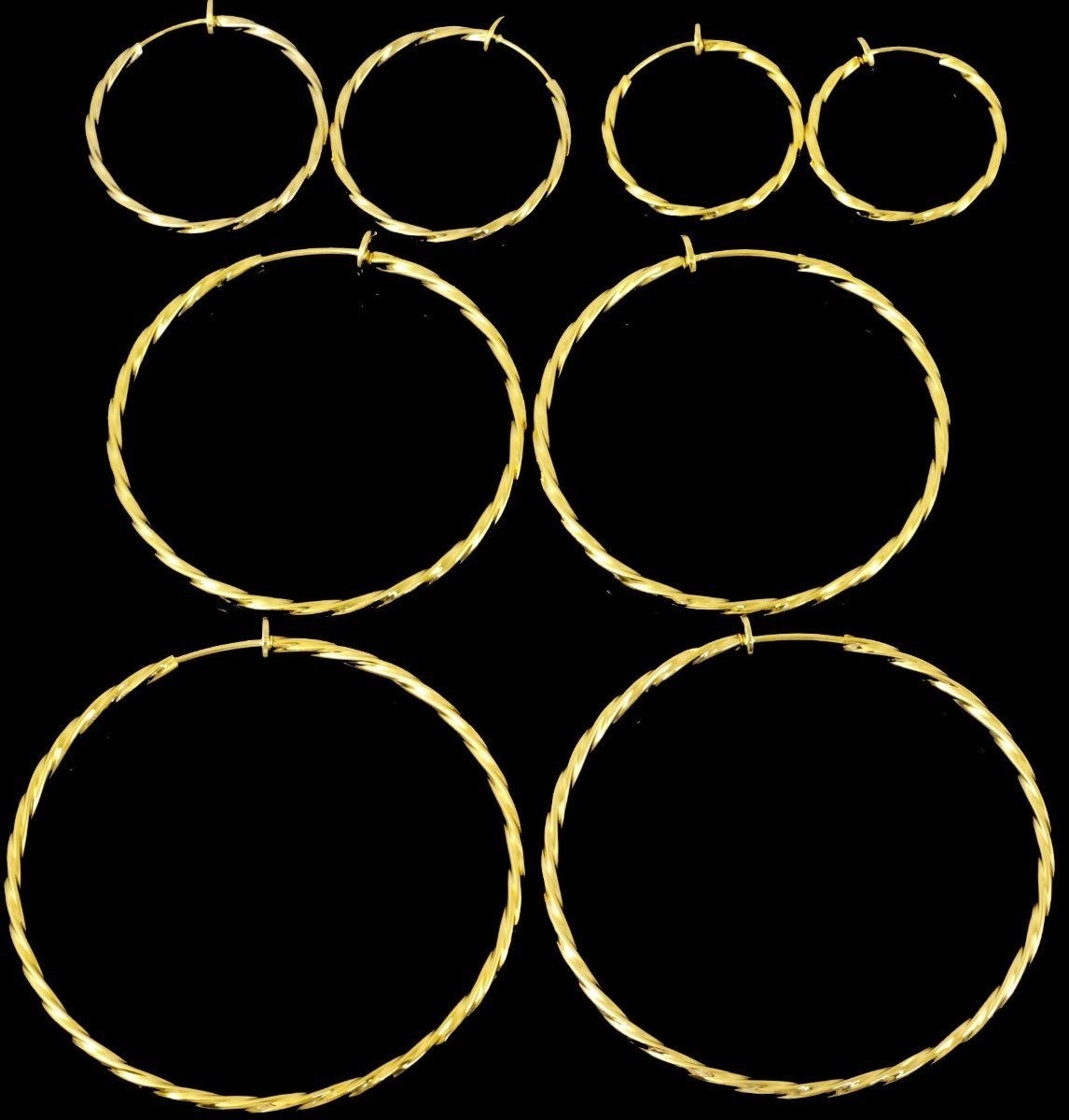 Roselife Fashion Korean Twisted Chain Circle Hoop Earrings 1.2cm For Women Girls 1 Pair