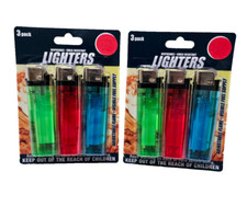 2 Packs of Child Resistant Lighters 6ct Total Adjustable Flames New Lighters