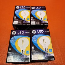 GE LED Clear Decorative Globe 60W Soft White Dimmable Uses 5W Lot of 4 Bulbs