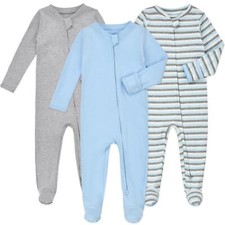 Baby Footie Pajamas with Mittens - 3Pcs Infant Footed Sleeper Cotton Sleepwea...