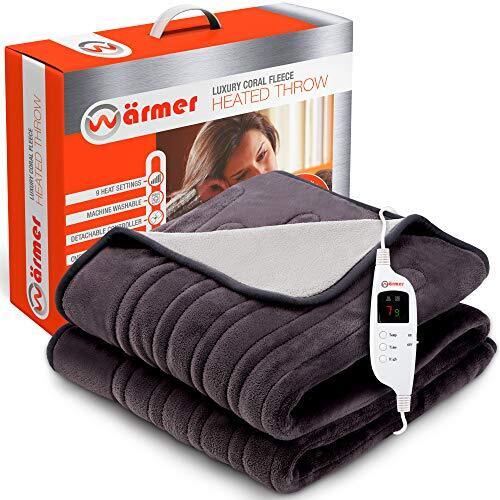 Warmer Electric Heated Throw Blanket - Digital Controller - 9 Hour Timer 9 Heat