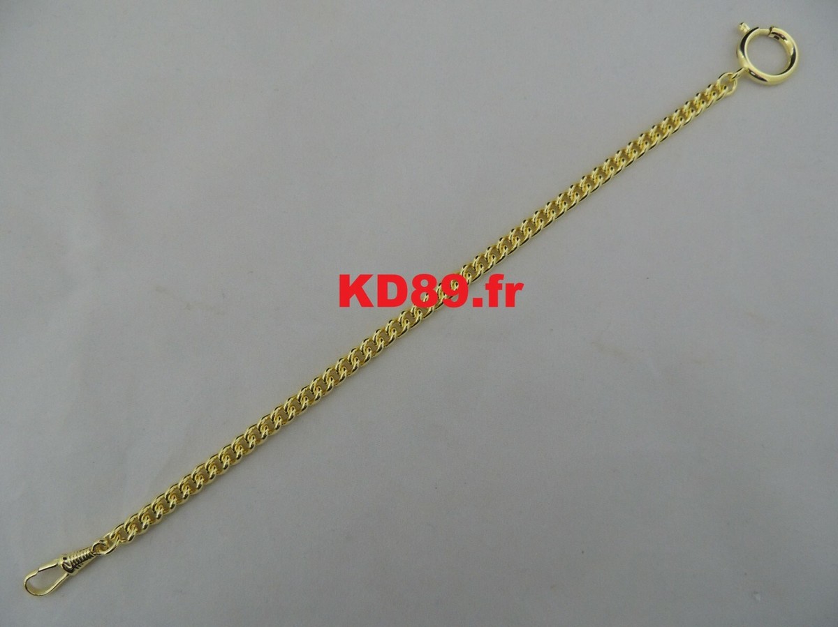 Chaîne Plaqué Or Pour Montre De Poche Gousset - Longueur 30 Cm, Largeur 5 Mm, Neuve