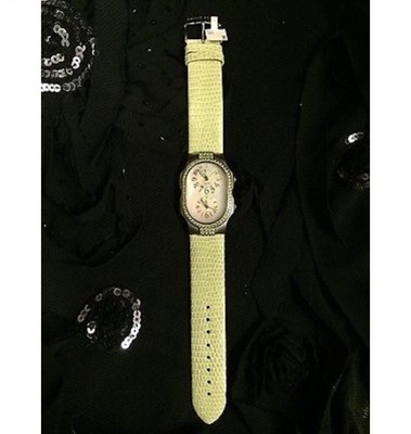 NWT phillip stein teslar mop w/green Swarovski. Philip Stein Ladies Teslar Dual Time Watch With Diamonds  main image 3