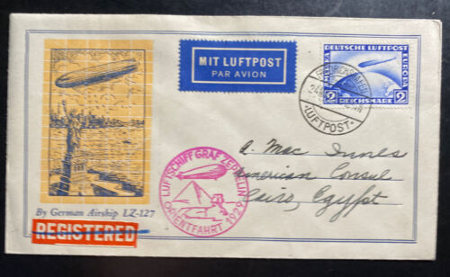 1929 Germany Graf Zeppelin LZ 127 Orient Flight Cover to Cairo Egypt # C36 - Picture 1 of 2