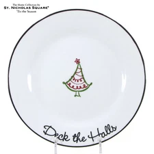 St. Nicholas Square TIS THE SEASON 8.25" Salad Plate Tree Deck The Halls