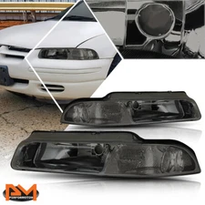 For 95-00 Chrysler Cirrus/Dodge Stratus Headlight/Lamp Smoked Housing Clear Side