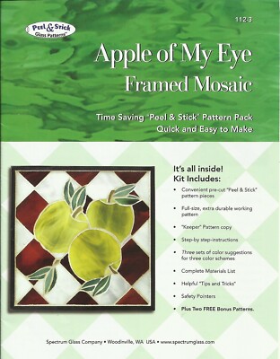 Apple My Eye Mosaic Peel & Stick Stained Glass Supplies Patterns Spectrum Glass