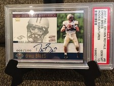 2001 Crown Royale Drew Brees RC Auto /100 Graded PSA 10 GEM MINT POP 4 HOF!