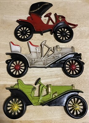 Vintage Set of 3 Midwest Products Cast Aluminum Classic Cars Plaques Wall Decor