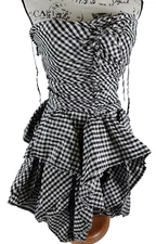 Angelo Tarlazz Women's Strapless Dress Size 38 Check Back Zip Party 6 US Flare