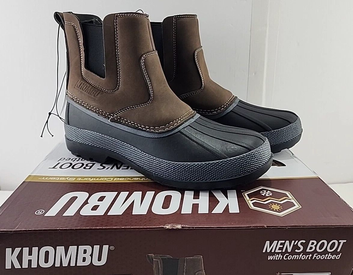 Khombu Men's Elastic Warm Lining Boots Size 8 M Winter Comfort Brown NEW