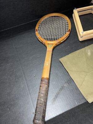 Raquette De Tennis Vintage Wright & Ditson Davis Cup - Bois Avec Presse - Taille De Grip 4 5/8" - USA