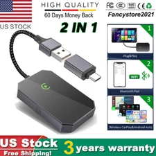 2 in1 Wireless Apple CarPlay adapter/Wireless Android Auto Adapter USB Plug&Play