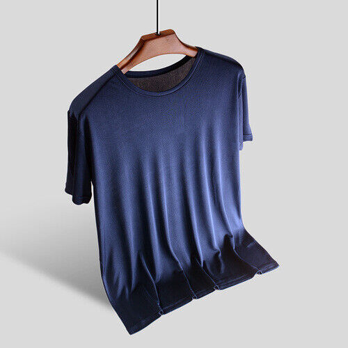Herren 100 % Seide T-Shirt Strick Rundhalsausschnitt kurzärmelig Sommer Freizeit Tops weich - Bild 16 von 30