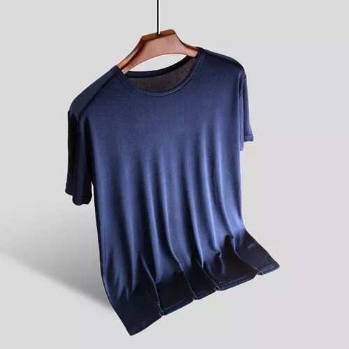 Seide T-Shirt Strick Rundhalsausschnitt kurzärmelig Sommer Freizeit Tops weich* - Bild 15 von 24