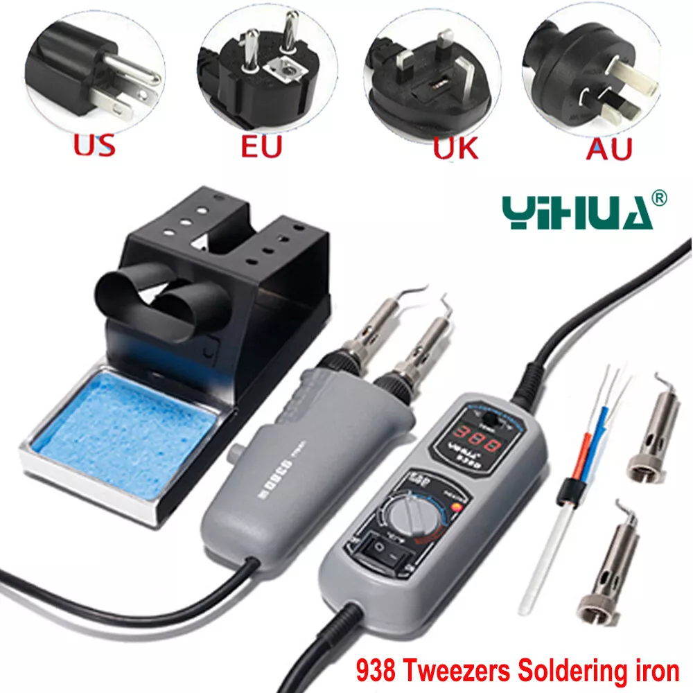 YIHUA 938D 110 220V Portable Hot Tweezers Mini Soldering Iron