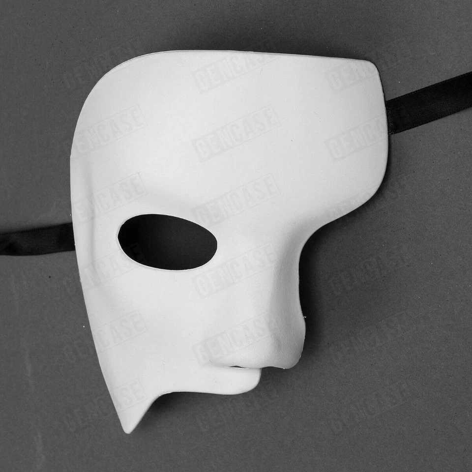 Halloween Costume White Phantom of The Opera Theater Masquerade Party MEN Mask - Image 2 of 4