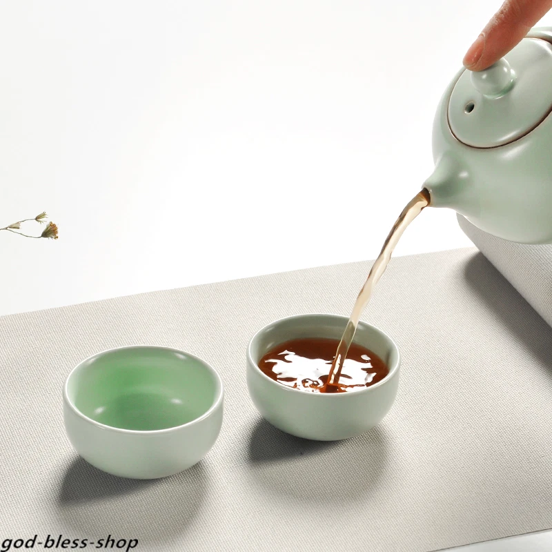 Taza de té esmaltada ruyao porcelana china kungfu taza de té cerámica china Foto 3 de 4