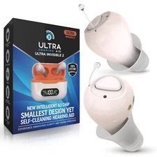 Ultra Invisible 2 Hearing Aids Rechargeable UV Case Noise Canceling