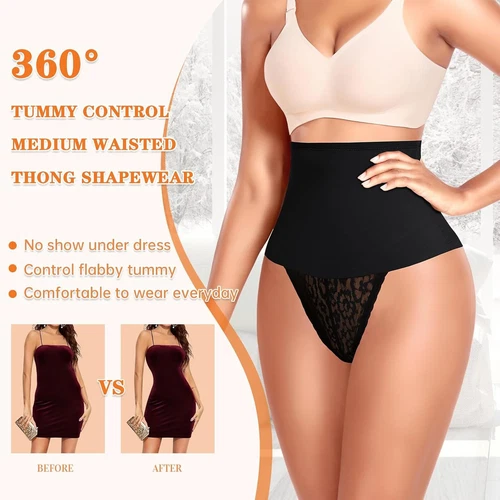 Women Tummy Control Body Shaper Trainer High-Waist Thong Panty Boned Shapewear - Picture 3 of 21