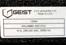 Geist 12949 8 outlet basic PDU 16 Amp power strip