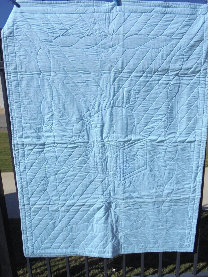 “CAT & MOUSE” whole cloth quilt-43” x 57” toddler/twin size. Hand Quilted/Finish - Image 2 of 4