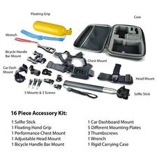 BRAND NEW onn. Action Camera Accessory Kit, 16 Pieces