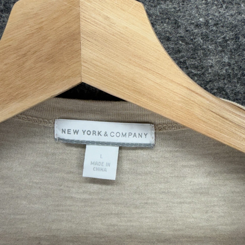 Кардиган женский New York & Company L большой бежевый открытый передний с длинным рукавом повседневный - Изображение 3 из 4