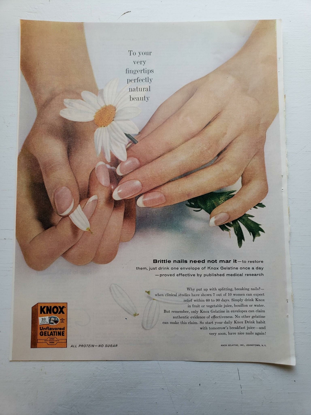 1961 Vintage Ad Knox Unflavored Gelatin Brittle Nails 13" x 10 eBay