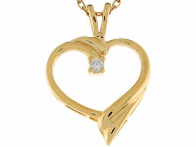 10k oder 14k Gelbgold Diamant 2,0cm entzückender schwebender Herz Dia Anhänger