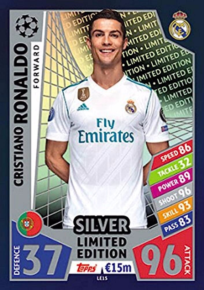 Cristiano Ronaldo match attax silver limited edition, Real