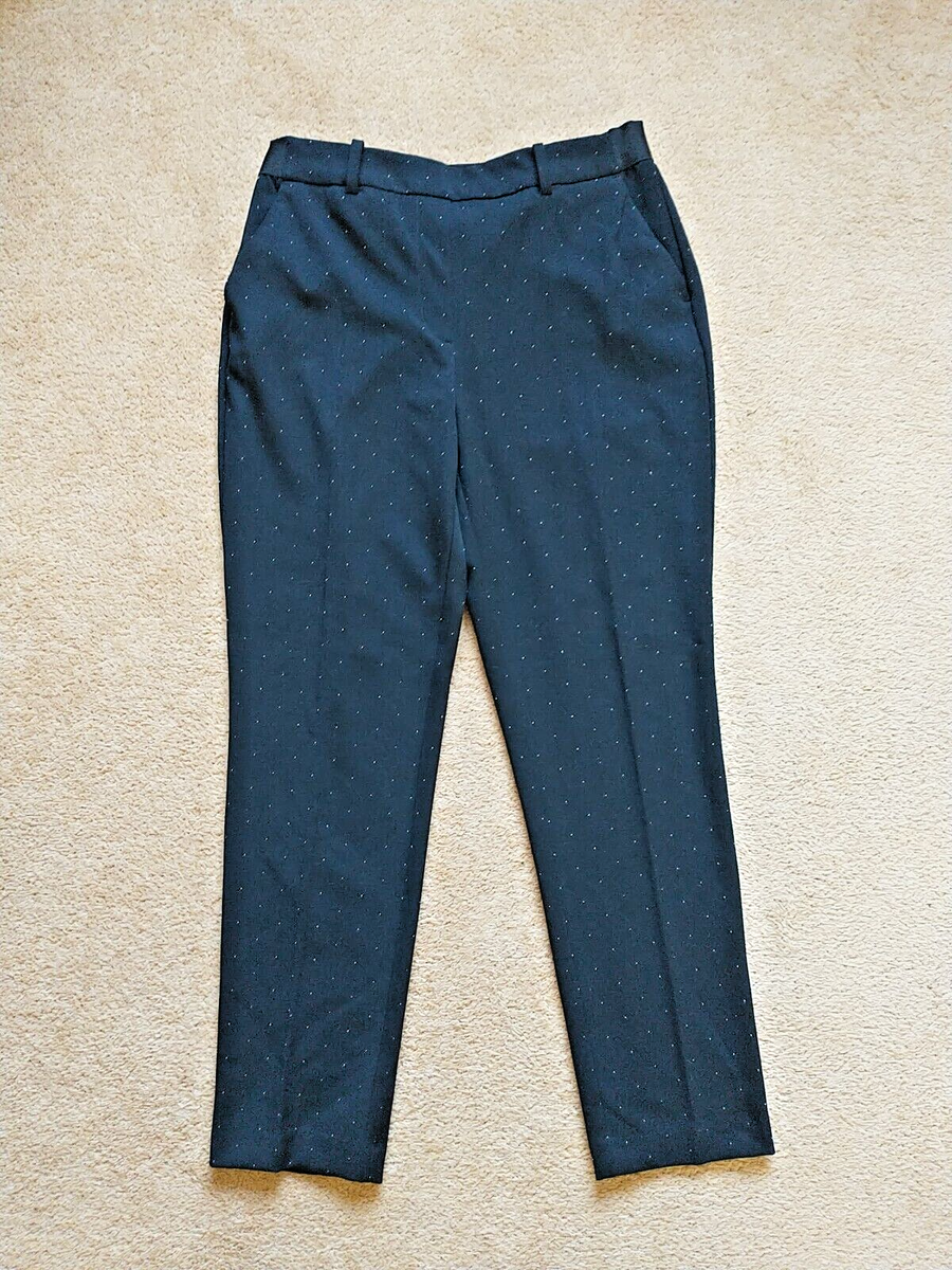 H&M Black Ankle Grazer Tapered Trousers Dot Pattern Pockets - Main Image