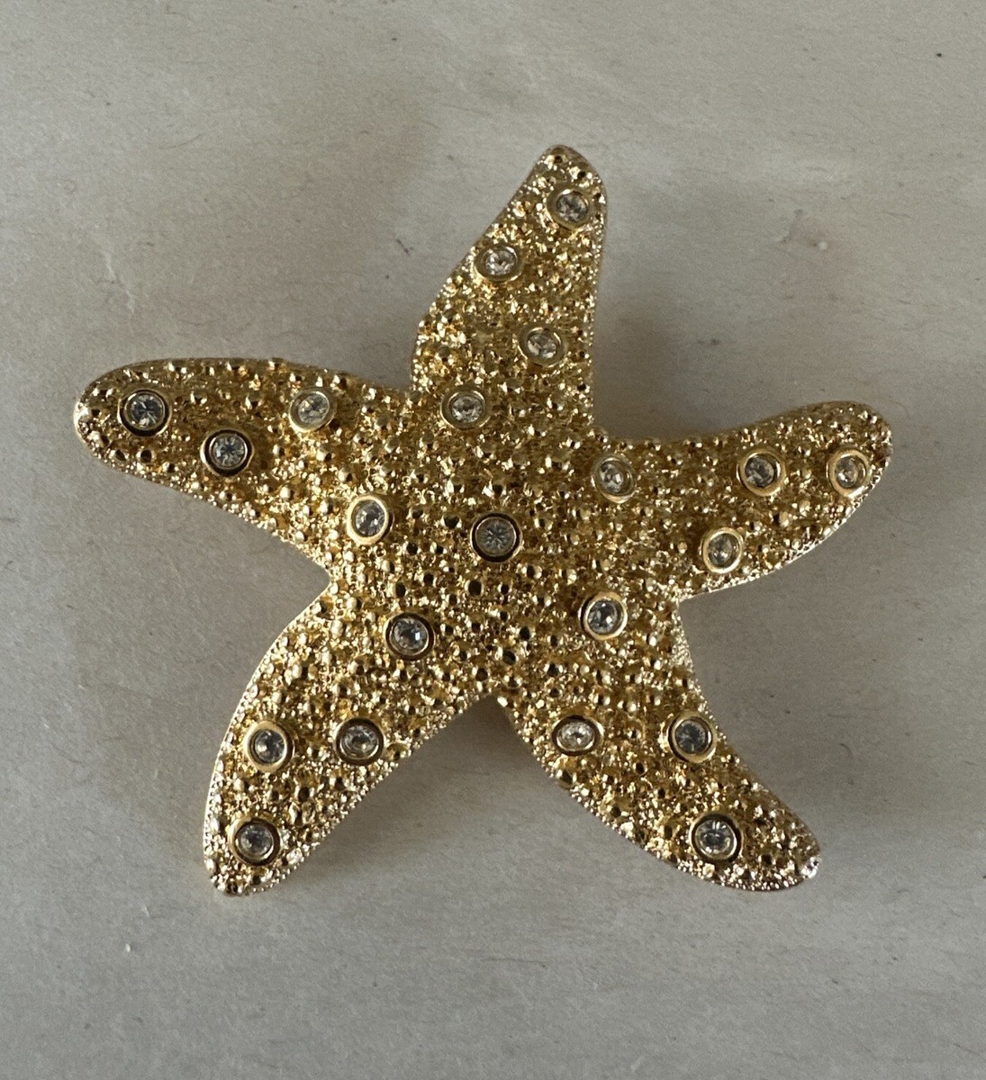 Vintage Swarovski Gold Tone Pave Crystals Starfish 2” Brooch Pin