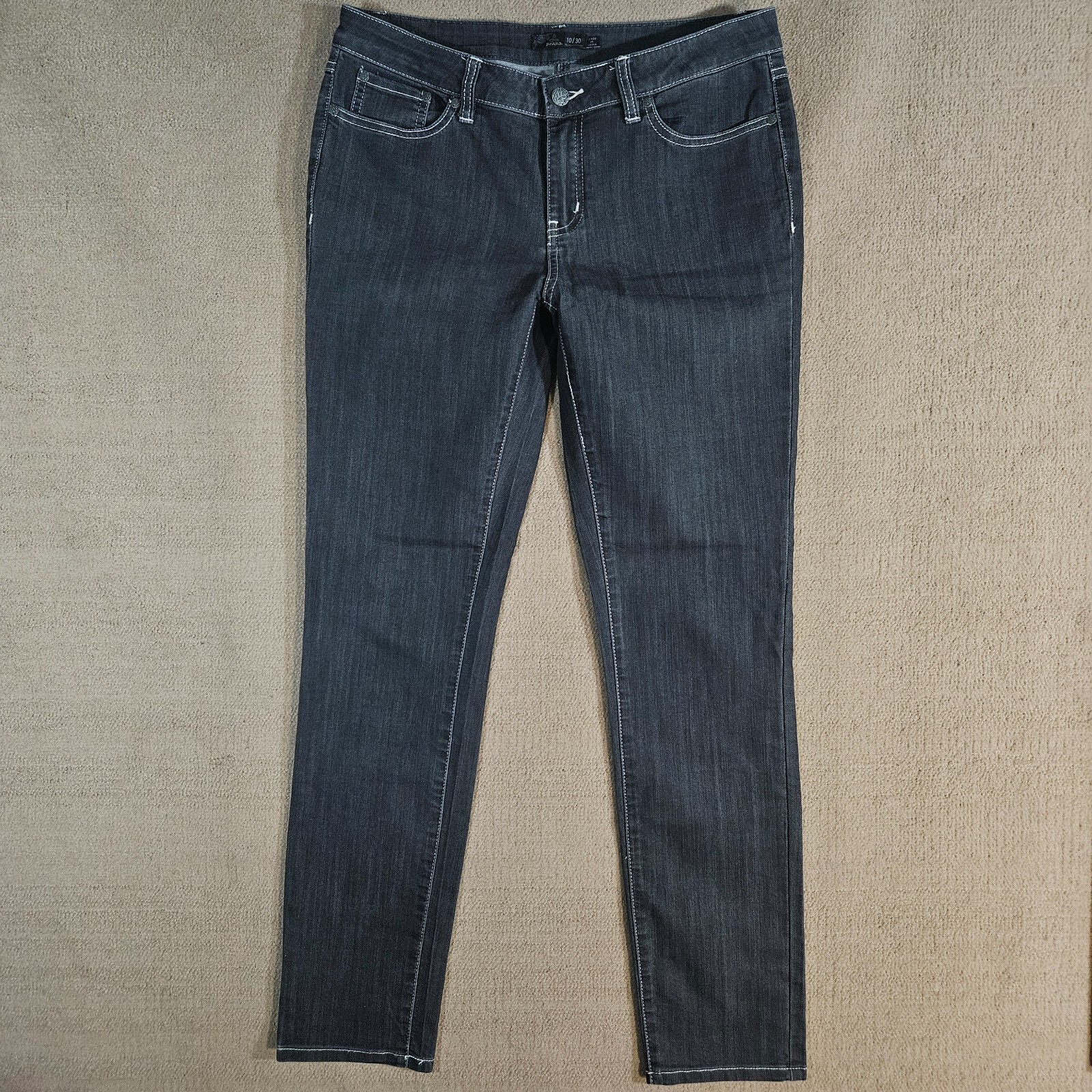PrAna Kayla Jean 10 Black Womens Organic Cotton Blend Mid Ri
