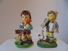 Pair of Vintage Made In Hong Kong Plastic Hummel Style Ornaments/Figurines — photo 1