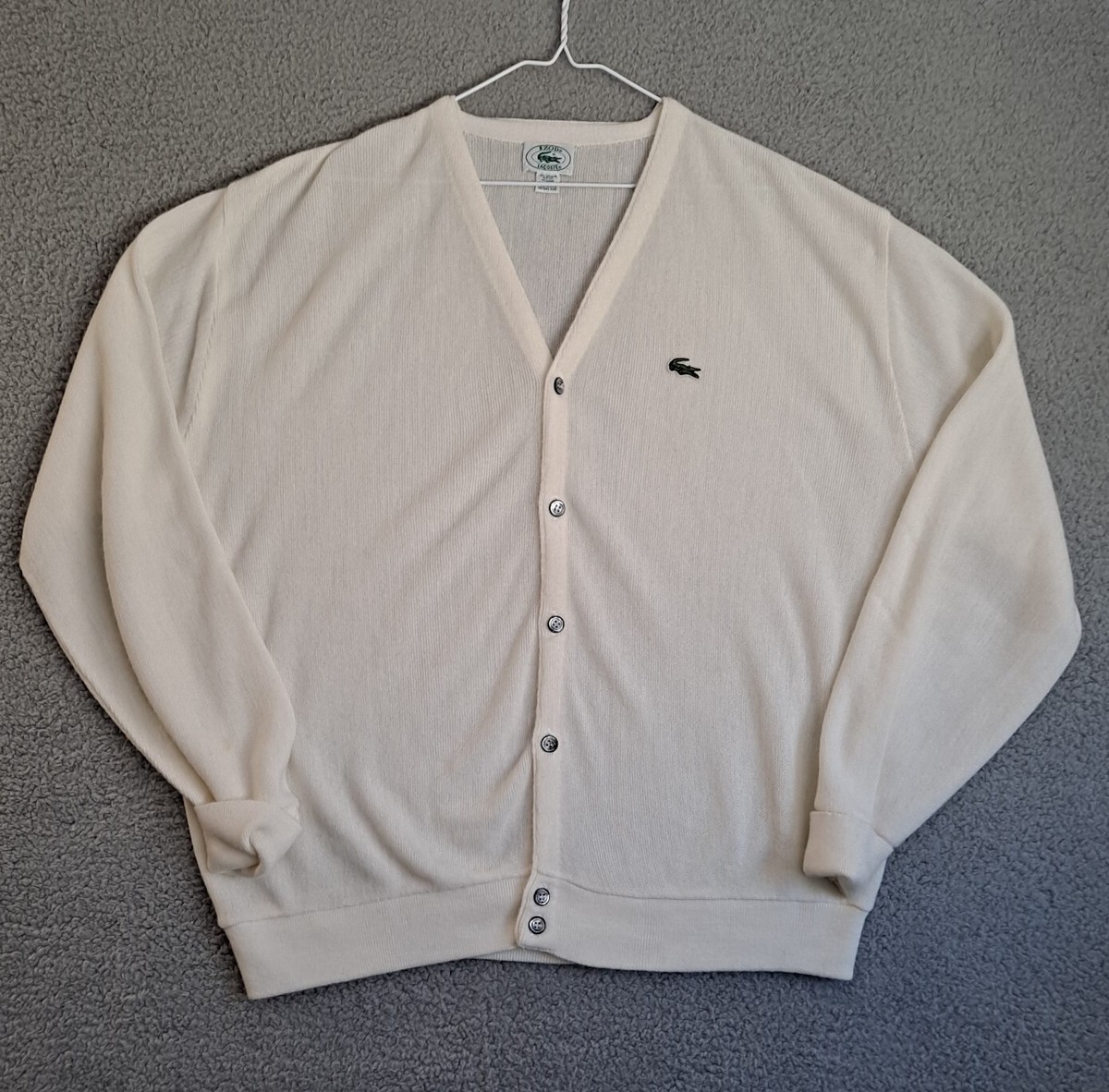 【IZOD LACOSTE 】カーディガン Vintage Izod Lacoste Cardigan Mens L Green Button Front Acrylic