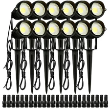 12 Pack Landscape Lights 6W Low Voltage Outdoor Spotlight  DC/AC 12V 24V