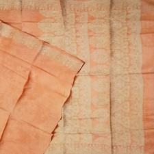 Vintage Salmon Pink Sarees 100 Pure Silk Woven Indian Sari 5YD Craft Fabric