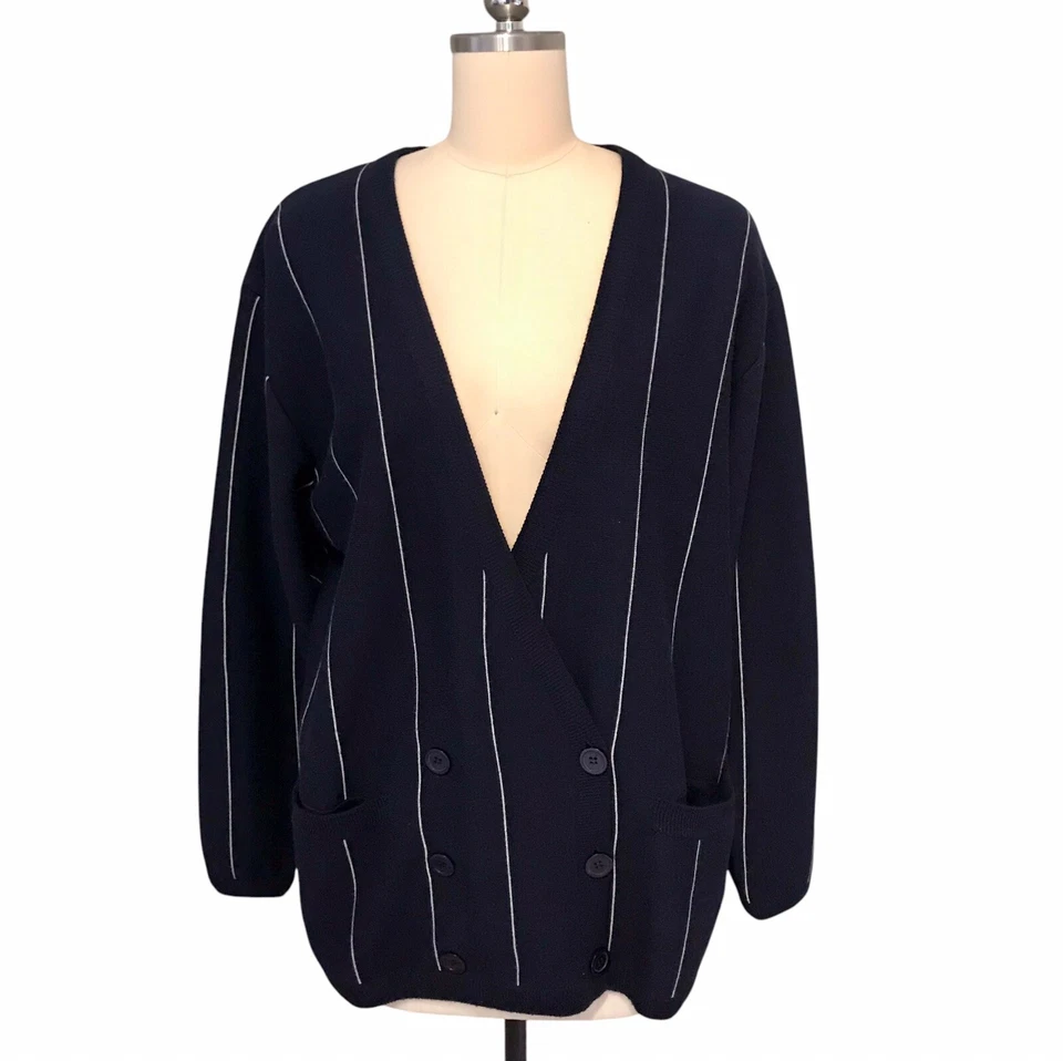 Cárdigan Suéter De Colección Wainscott Doble Pecho Academia Dinero Antiguo Abuelo Talla L Foto 4 de 4