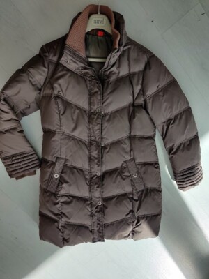 Daunenmantel Daunenjacke Steppmantel Echte Daunen 42 taupe