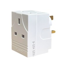 3 Way Triple Plug Block Mains Adaptor for 3 pins Sockets Multi Plug Extension 