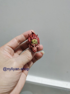 1/12 Male Red Monkey King Animal Hair Head Sculpt Fit 6in Action Figure Body Toy