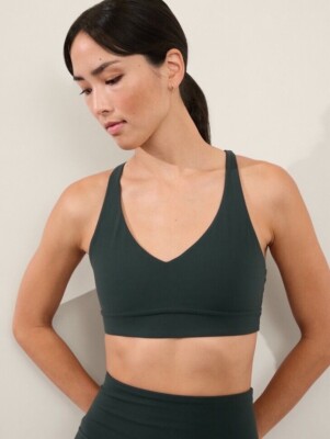Athleta Solace Bra A-C Sports Bra | Cypress Green Large #531254 NEW