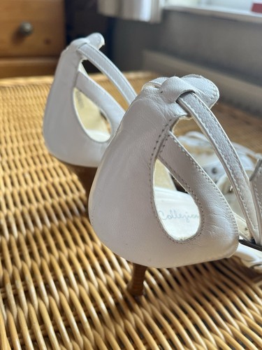 M&S PER UNA WHITE LEATHER STRAPPY SANDALS HEELS STILETTOS ANKLE STRAP UK 6 G/C - Picture 7 of 13