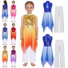 Girls Dress Sets Worship Palazzo Praise Dance Tunic Shiny Celebration Choir