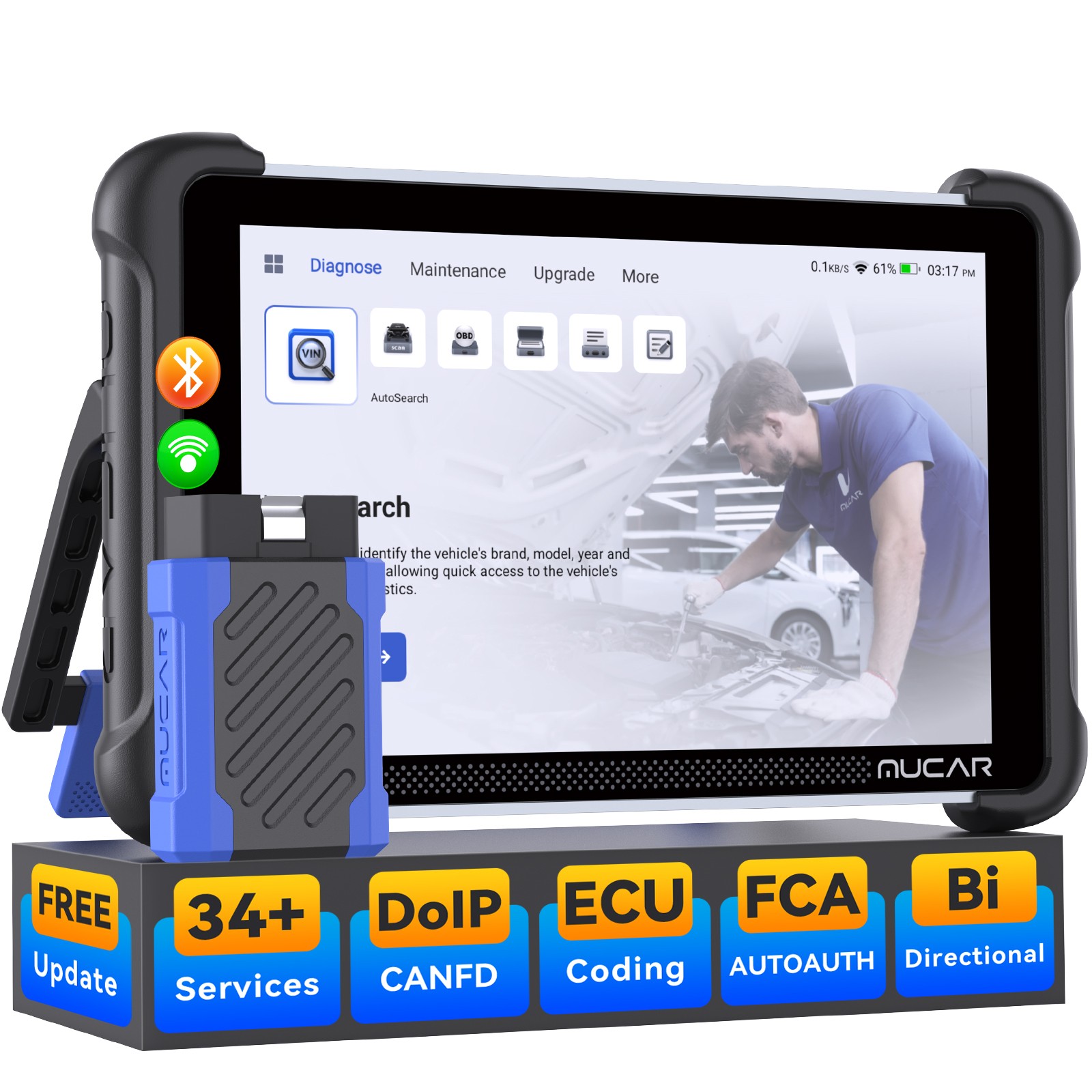 Dispositivo de diagnóstico de automóvil MUCAR 892BT escáner de coche 34 RESET actualizaciones gratuitas DE 2025