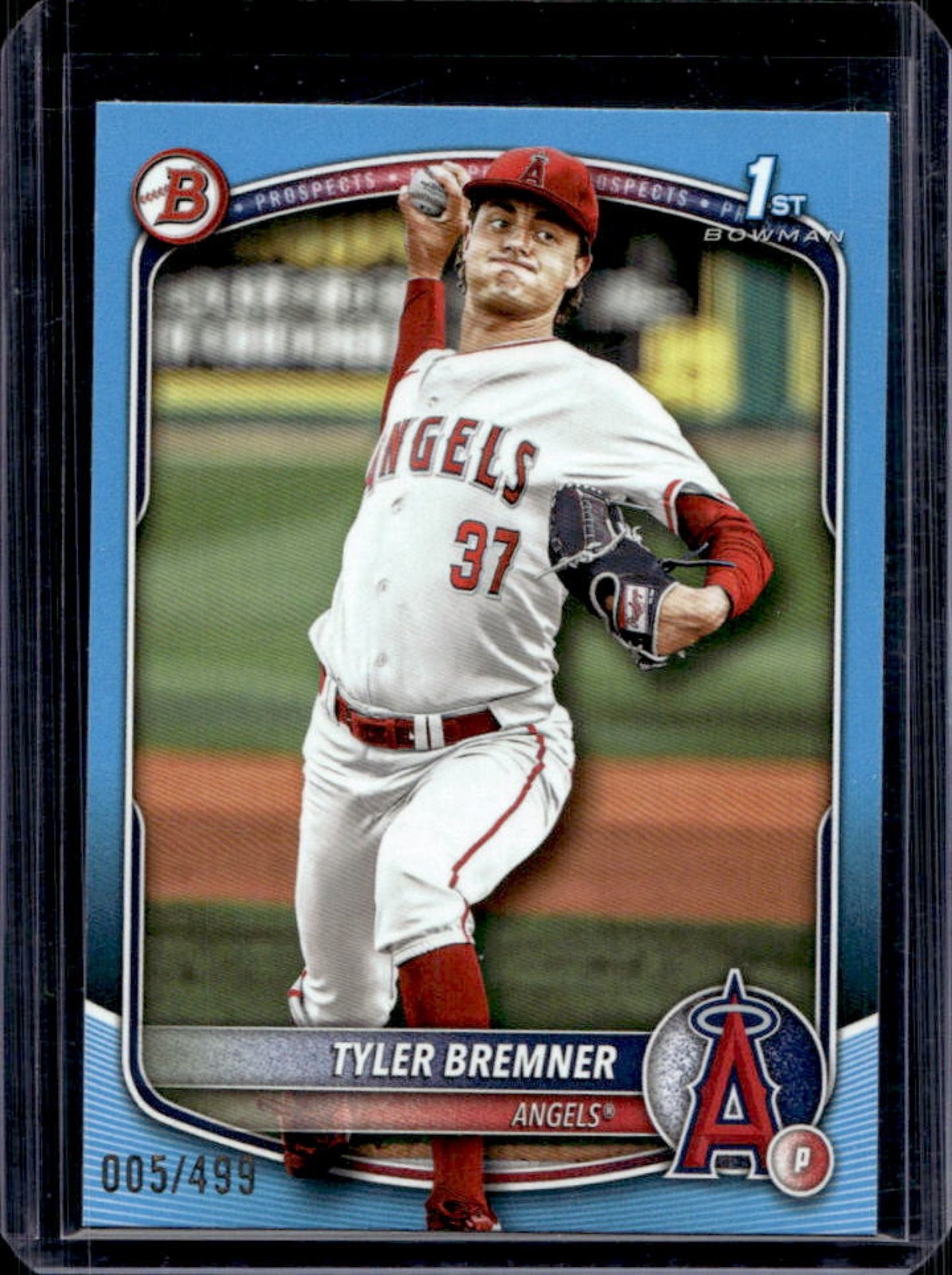 2025 Bowman Draft Tyler Bremner Sky Blue Border 1st Prospect #/499 Angels