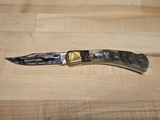 Leroy Remer Custom Buck 110 Ram's Horn, Bareheaded, Filework, Polished Blade, LR