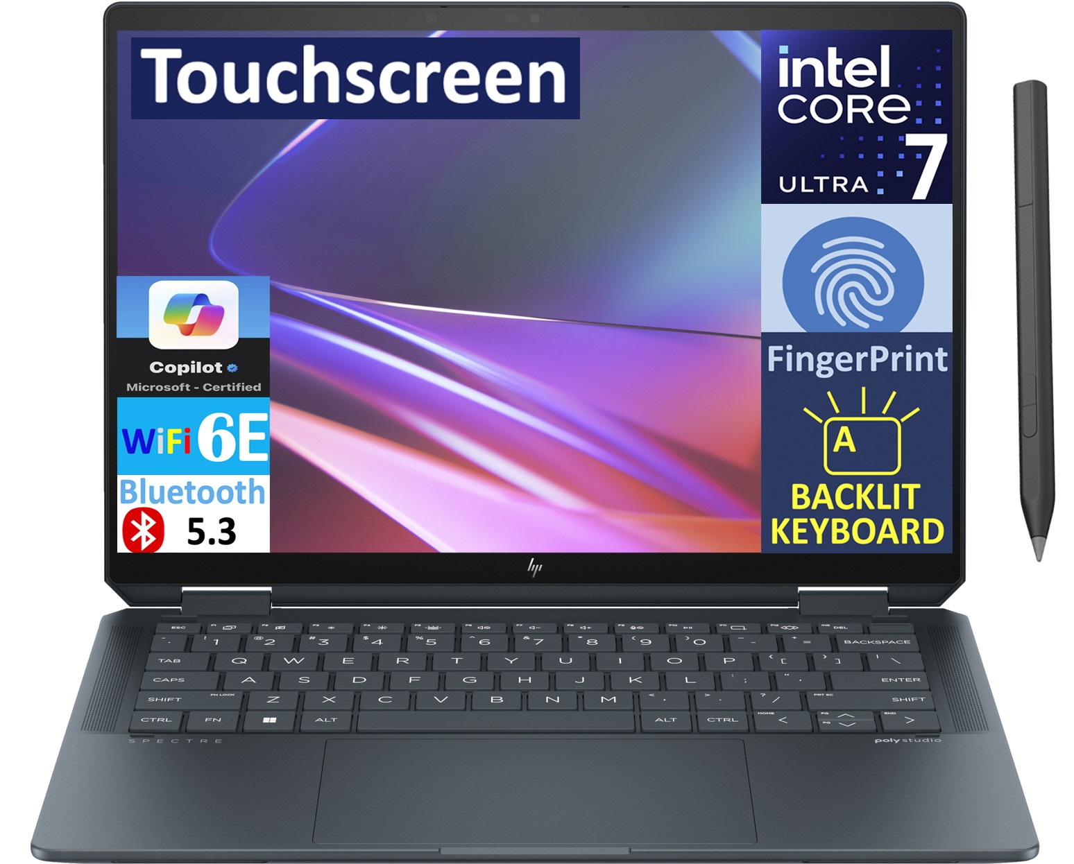HP Spectre x360 14" Touch OLED 2in1 Laptop Intel Ultra 7-155H 32GB 1TB SSD W11P