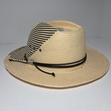 Stetson Zenith Straw Panama Hat - Two-Tone Western Fedora - Natural/Black Large